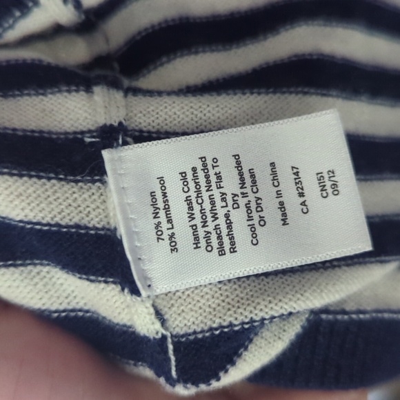 Talbots Blue & White Stripe Lambswool Blend Open Cardigan Size LP - Picture 6 of 6